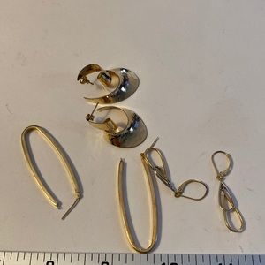 Set of three gold tone fashion earrings